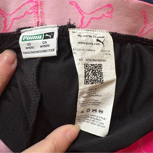 PUMA Girls Black Pink Logo Waistband Athletic Shorts | Size 10/12 Youth Medium - Picture 3 of 3